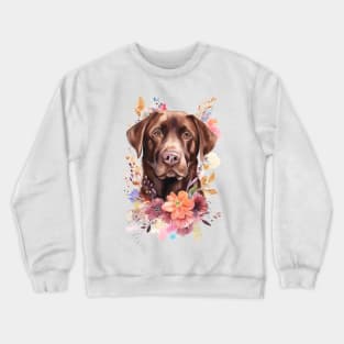 Pet Dog Portrait, Dog Owner Gift Idea, Cute Chocolate Lab Watercolor Dog Portrait Crewneck Sweatshirt